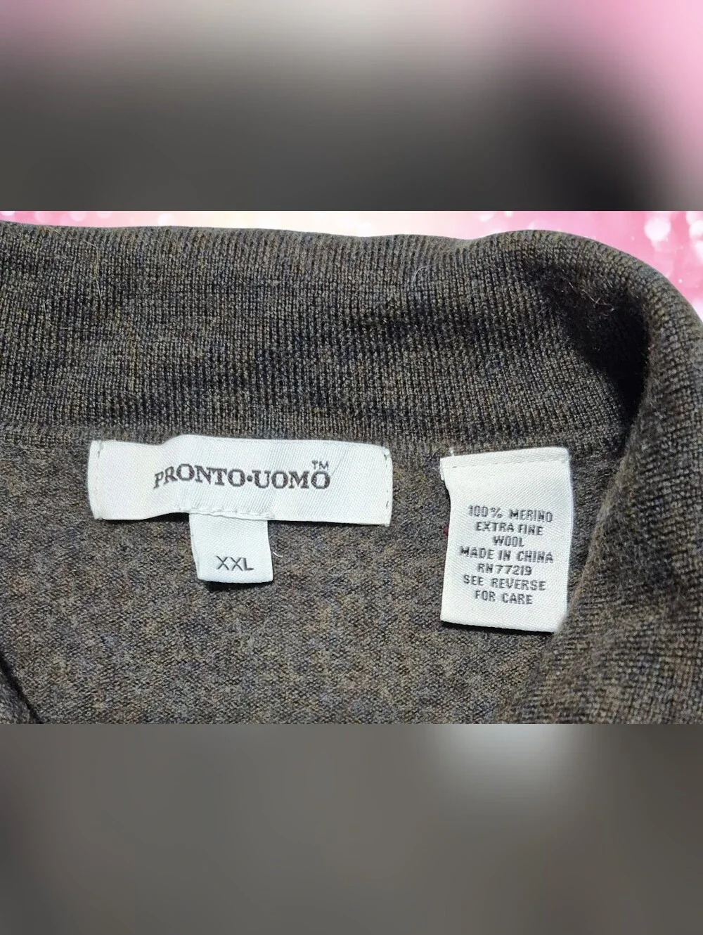 Mens Pronto-Uomo Gray 100% Merino Wool Sweater Size XXL